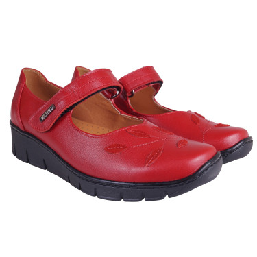 SKÓRZANE PÓŁBUTY DAMSKIE NA RZEP WIELBUT 014 CZERWONY