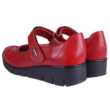 SKÓRZANE PÓŁBUTY DAMSKIE NA RZEP WIELBUT 014 CZERWONY