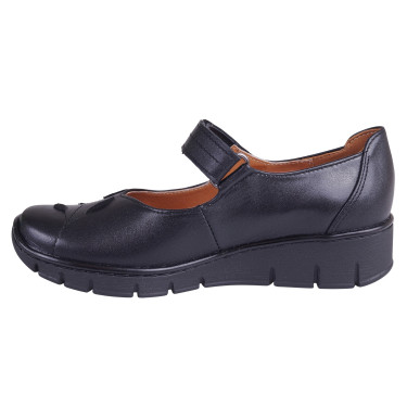 SKÓRZANE PÓŁBUTY DAMSKIE NA RZEP WIELBUT 014 CZARNE