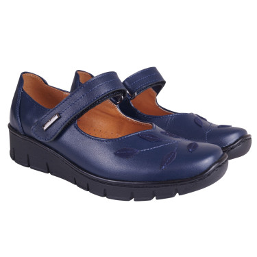 SKÓRZANE PÓŁBUTY DAMSKIE NA RZEP WIELBUT 014 GRANATOWE