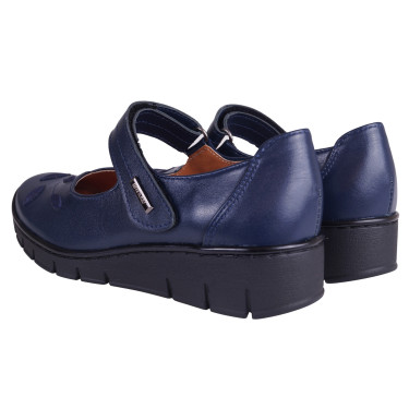 SKÓRZANE PÓŁBUTY DAMSKIE NA RZEP WIELBUT 014 GRANATOWE