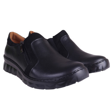 SKÓRZANE PÓŁBUTY DAMSKIE  WIELBUT 017 CZARNE