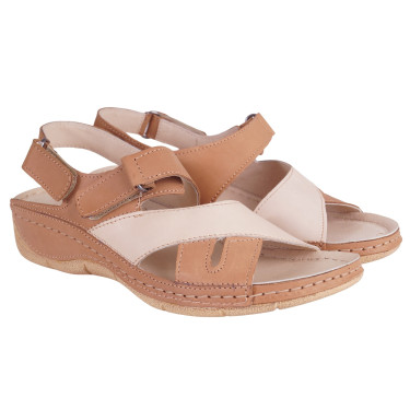 SKÓRZANE SANDAŁY DAMSKIE  WIELBUT 534 RUDE