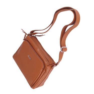 Torebka listonoszka skórzana VEZZE V002 brązowa