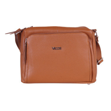 Torebka listonoszka skórzana VEZZE V002 brązowa