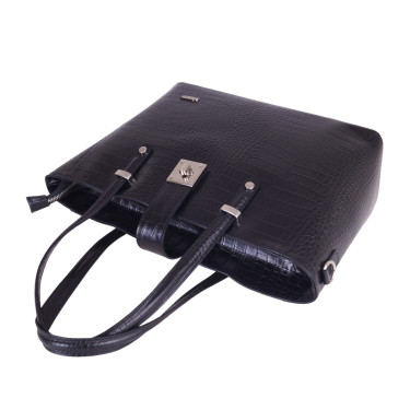 VEZZE Torba skóra shopper bag V005 czarna wzór aligator