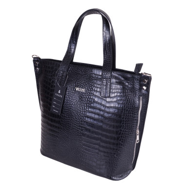 VEZZE Torba klasyczna skórzana V008 czarna