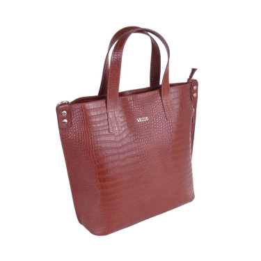 VEZZE Torba klasyczna skórzana V008 brązowa