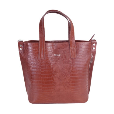 VEZZE Torba klasyczna skórzana V008 brązowa