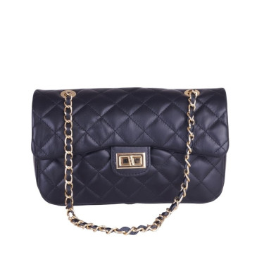 Torebka pikowana skórzana VEZZE V009 czarna