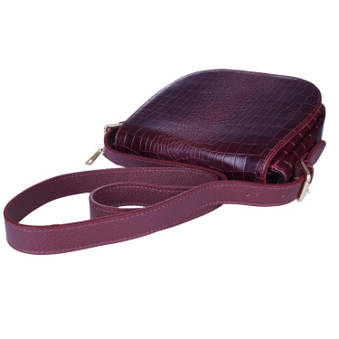 Torebka listonoszka skórzana VEZZE V004 wiśnia