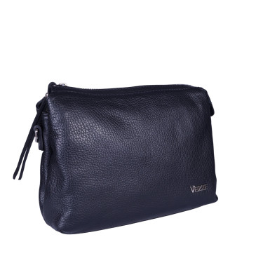 Klasyczna torebka damska skórzana listonoszka VEZZE V018 czarna