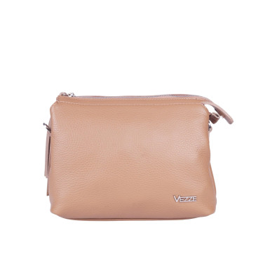 Klasyczna torebka damska skórzana listonoszka VEZZE V018 beżowa
