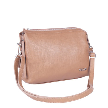 Klasyczna torebka damska skórzana listonoszka VEZZE V018 beżowa