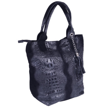 Torebka skórzana shopper bag VEZZE V023 czarna