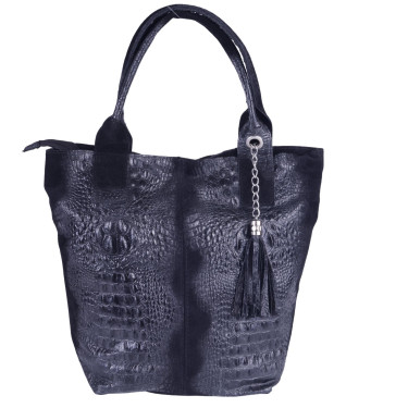 Torebka skórzana shopper bag VEZZE V023 czarna