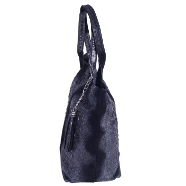 Torebka skórzana shopper bag VEZZE V023 czarna