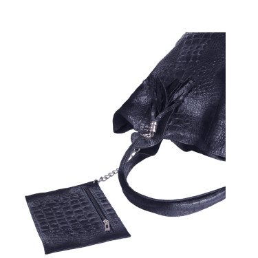 Torebka skórzana shopper bag VEZZE V023 czarna