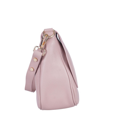 Skórzana torebka damska VEZZE V028 pudrowy róż