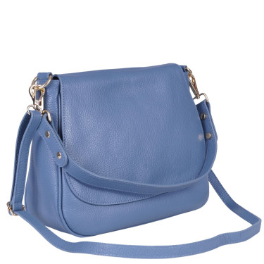 Skórzana torebka damska VEZZE V028 niebieska
