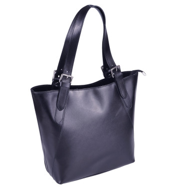 Czarna torebka damska kuferek skórzany VEZZE V032