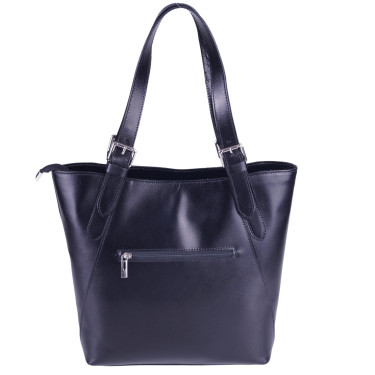 Czarna torebka damska kuferek skórzany VEZZE V032