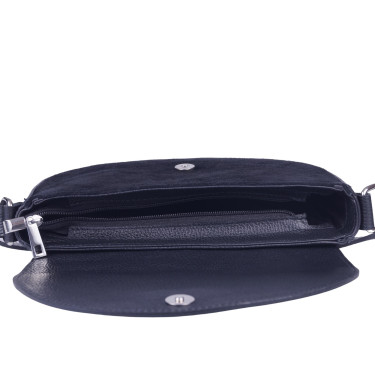 Torebka półokrągła listonoszka skórzana VEZZE V033 czarna