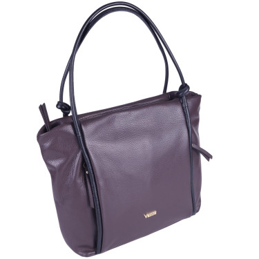 Torebka damska skóra naturalna brązowo-czarna VEZZE V034