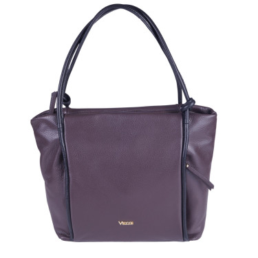 Torebka damska skóra naturalna brązowo-czarna VEZZE V034