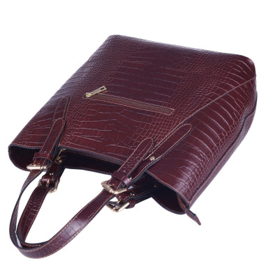 Brązowa elegancka torebka damska skórzana VEZZE V036