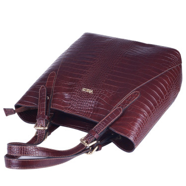 Brązowa elegancka torebka damska skórzana VEZZE V036