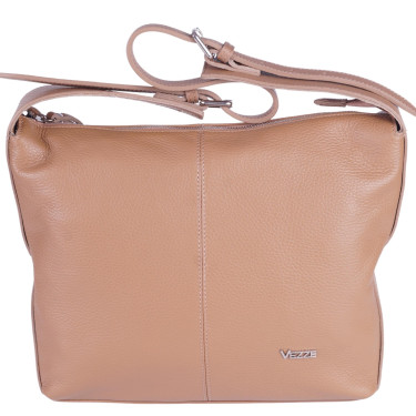 Beżowa torebka damska skóra naturalna VEZZE V037