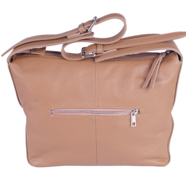 Beżowa torebka damska skóra naturalna VEZZE V037