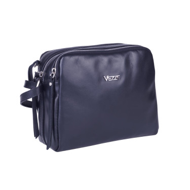 Klasyczna torebka mała listonoszka skórzana VEZZE V038 czarna