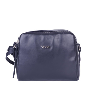 Klasyczna torebka mała listonoszka skórzana VEZZE V038 czarna