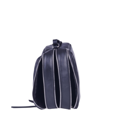 Klasyczna torebka mała listonoszka skórzana VEZZE V038 czarna