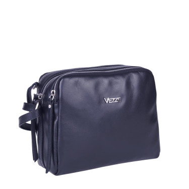 Klasyczna torebka mała listonoszka skórzana VEZZE V038 czarna