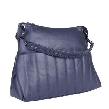 Pikowana torebka damska skórzana VEZZE V039 szara