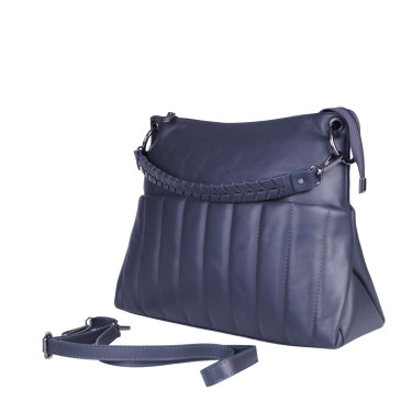 Pikowana torebka damska skórzana VEZZE V039 szara