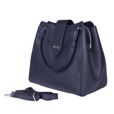 VEZZE Torebka damska skórzana shopper bag V041 czarna