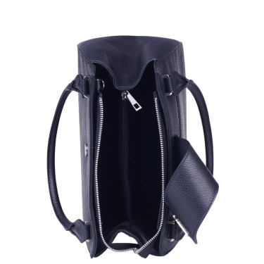 VEZZE Torebka damska skórzana shopper bag V041 czarna