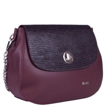 Klasyczna torebka damska skórzana V042 bordowa