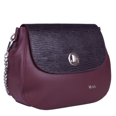 Klasyczna torebka damska skórzana V042 bordowa