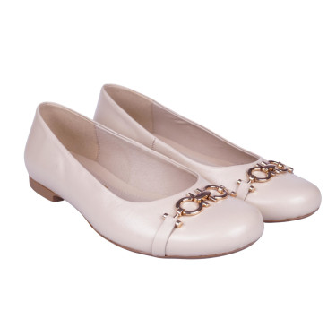 Klasyczne skórzane balerinki Wielbut 020 beżowe