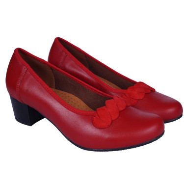 Klasyczne skórzane czółenka Wielbut 027 czerwone