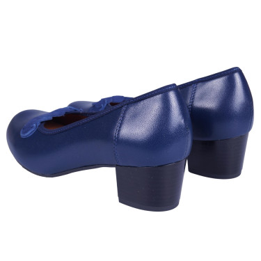 Klasyczne skórzane czółenka Wielbut 027 granatowe