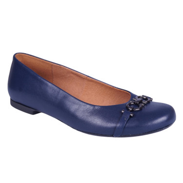 Klasyczne skórzane balerinki Wielbut 020 granatowe