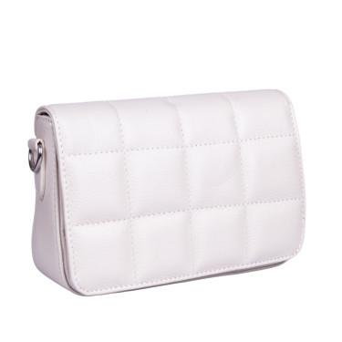 Mała pikowana torebka damska beżowa skóra naturalna Vezze V043