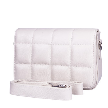 Mała pikowana torebka damska beżowa skóra naturalna Vezze V043