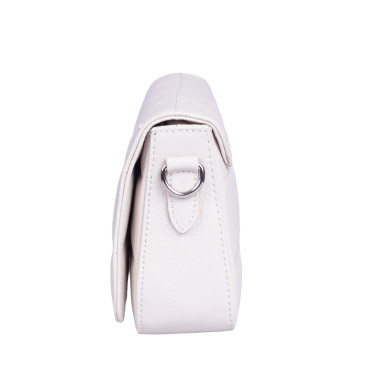 Mała pikowana torebka damska beżowa skóra naturalna Vezze V043